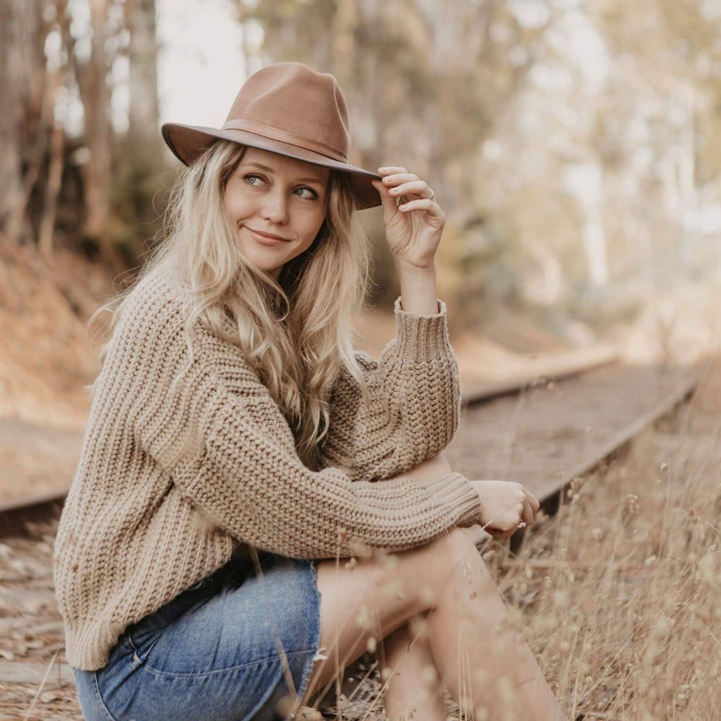 American Hat Makers - Wool Felt Leather Outdoor Fedora Style - Summit