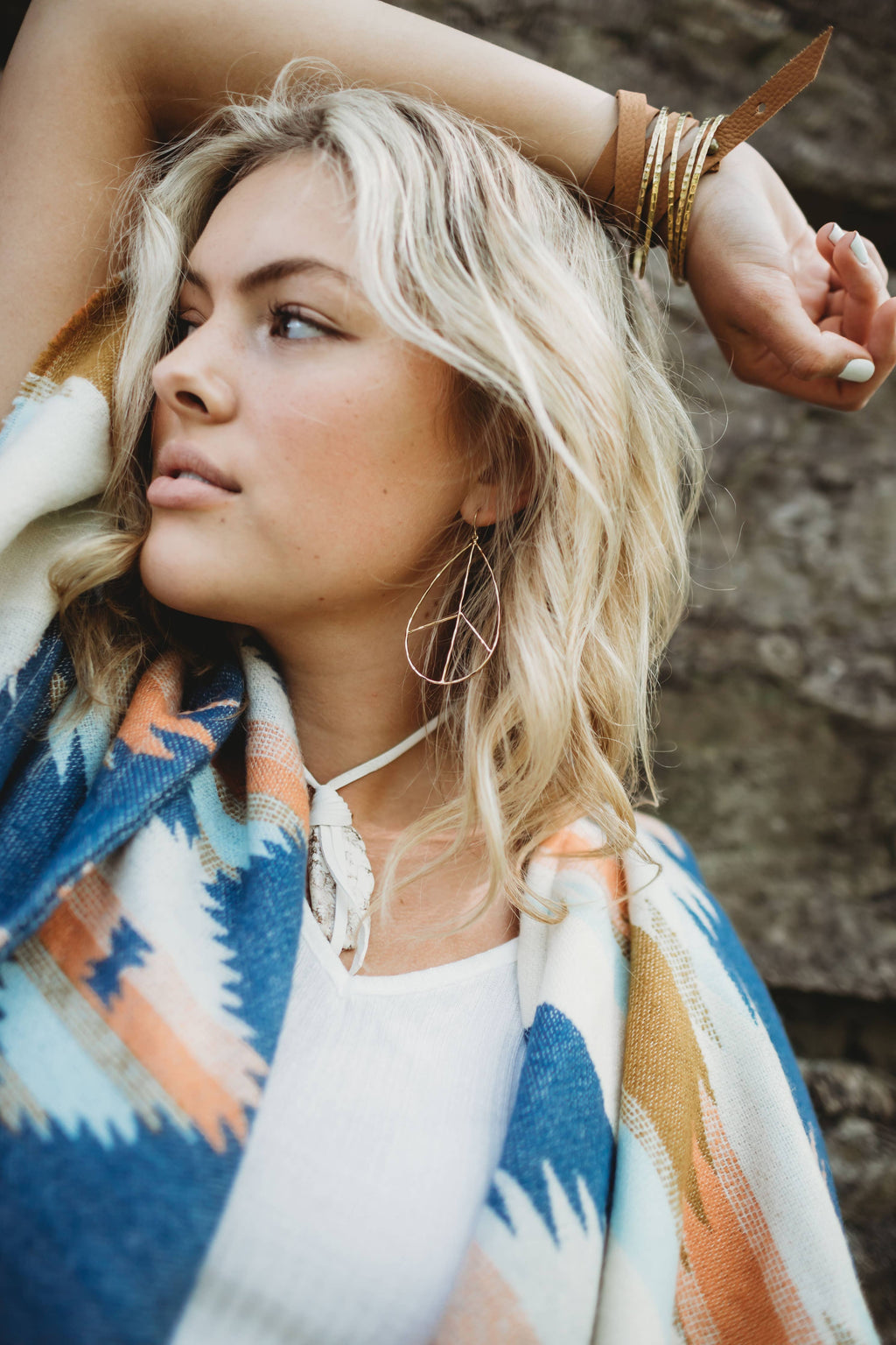 Leslie Curtis - 0679 Lilah - Silver peace earring 2.5"