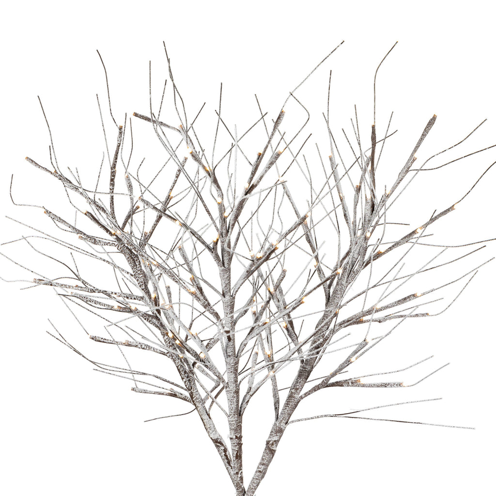 Holiday 29.5"H B/O Brown PVC Wrapped Snowy Branches w/ 120 L