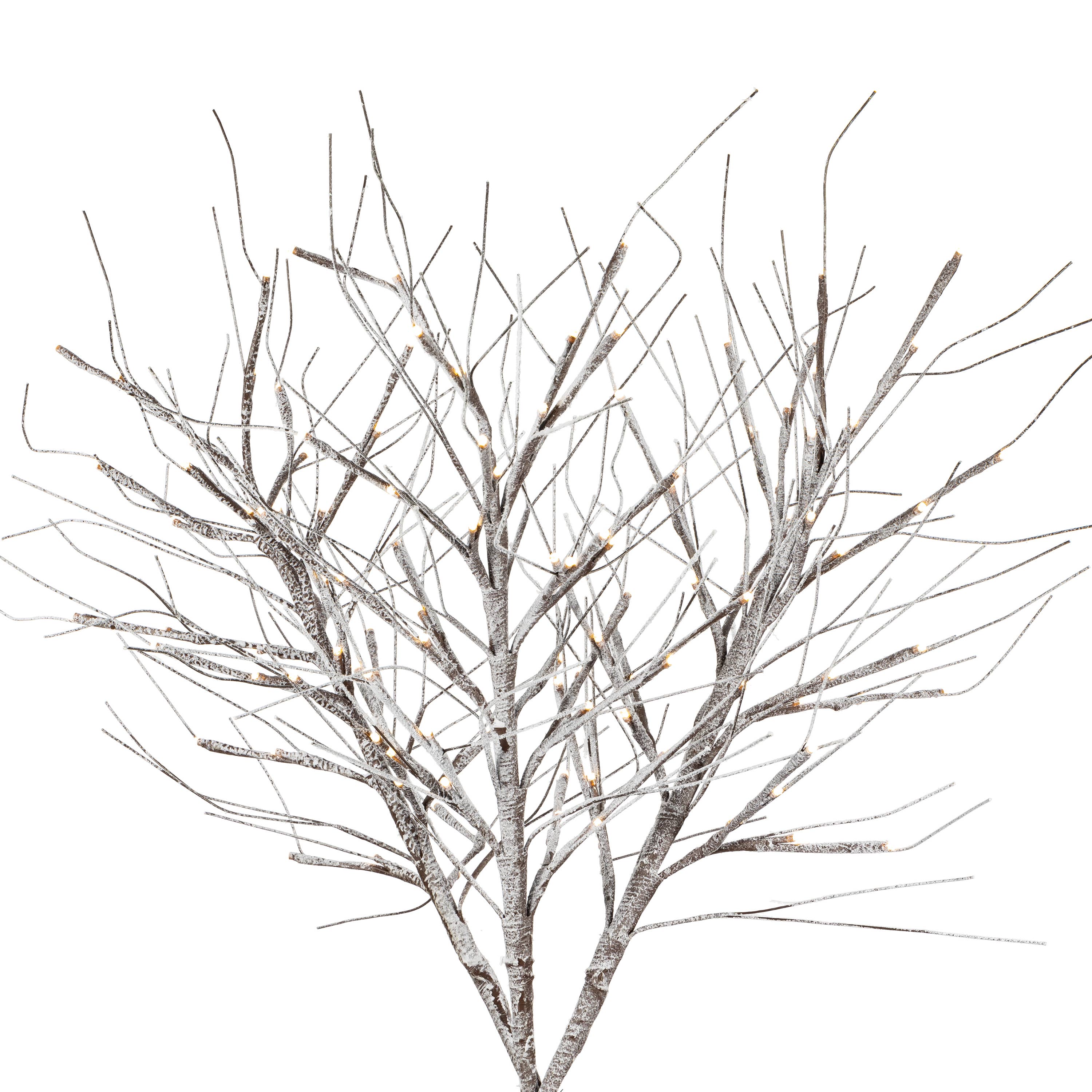 Holiday 29.5"H B/O Brown PVC Wrapped Snowy Branches w/ 120 L