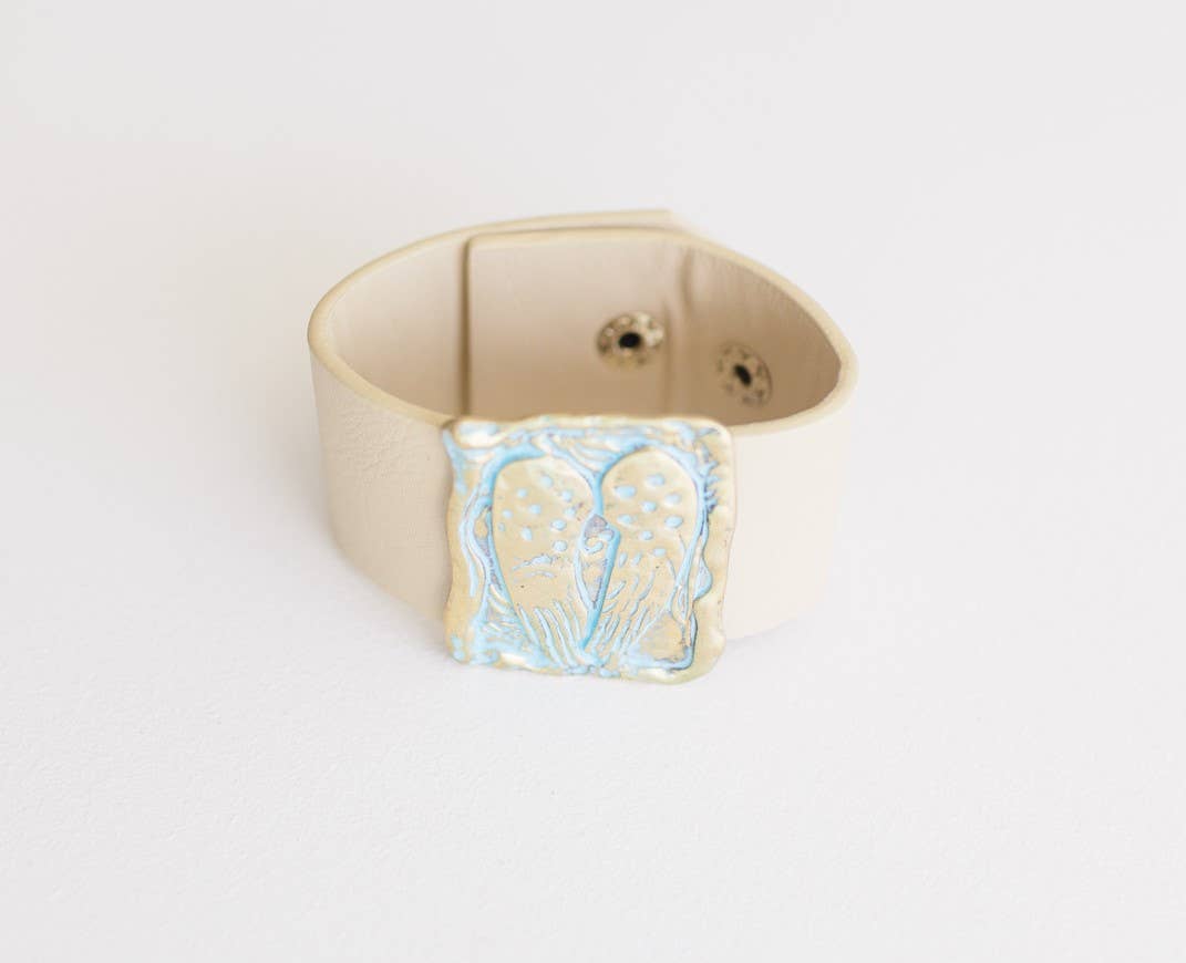 Blaise Cuff Bracelet Sand with Angel Wing Plate